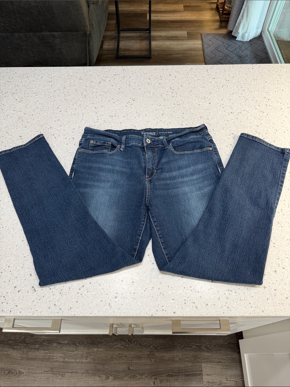 Signature by Levi Strauss Dark Blue Straight Leg Jeans